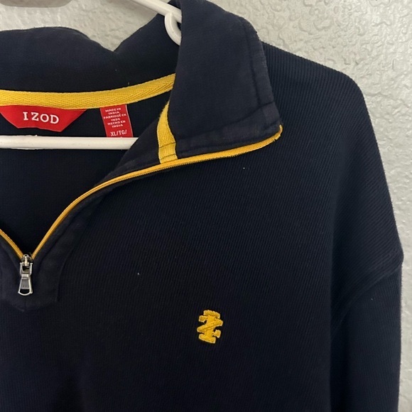 IZOD 1/4 Zip Logo Elbow Patch XL Sweater. - Picture 6 of 8